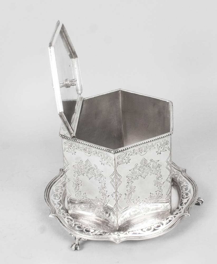Antique Victorian Silver Plated Biscuit / Sweet Box, 19th Century 3