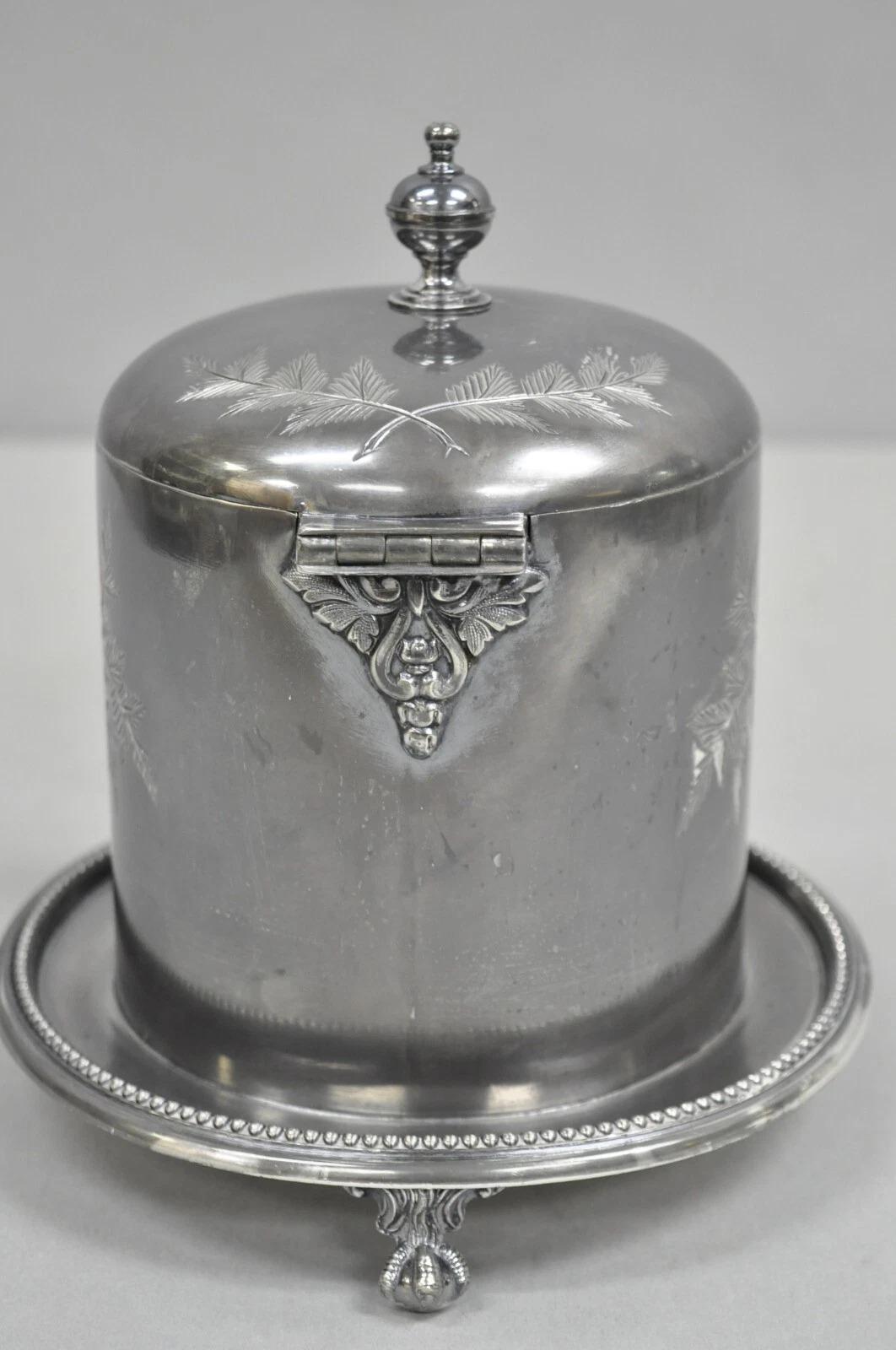 Antike viktorianische versilberte Keksdose Caddy von James Deakin & Sons 1890 im Angebot 1