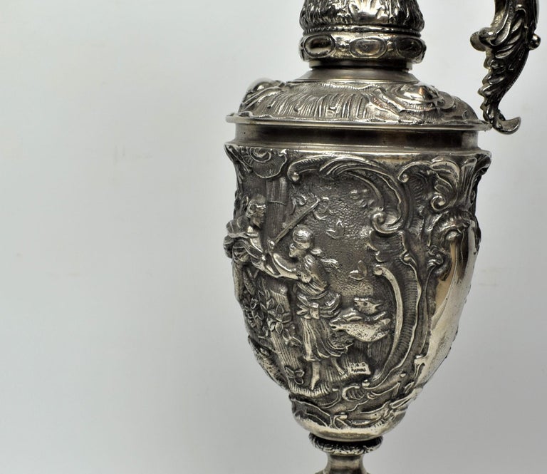 Antique Victorian Silver Plated Brass Wine Ewer, 19th Century For Sale