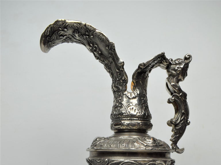 Antique Victorian Silver Plated Brass Wine Ewer, 19th Century For Sale