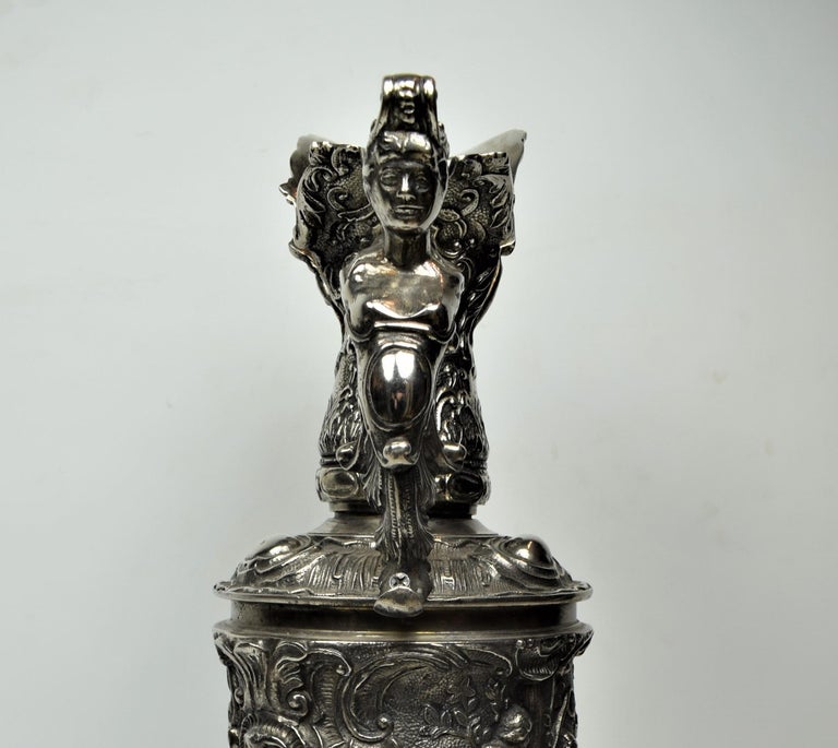 Antique Victorian Silver Plated Brass Wine Ewer, 19th Century For Sale
