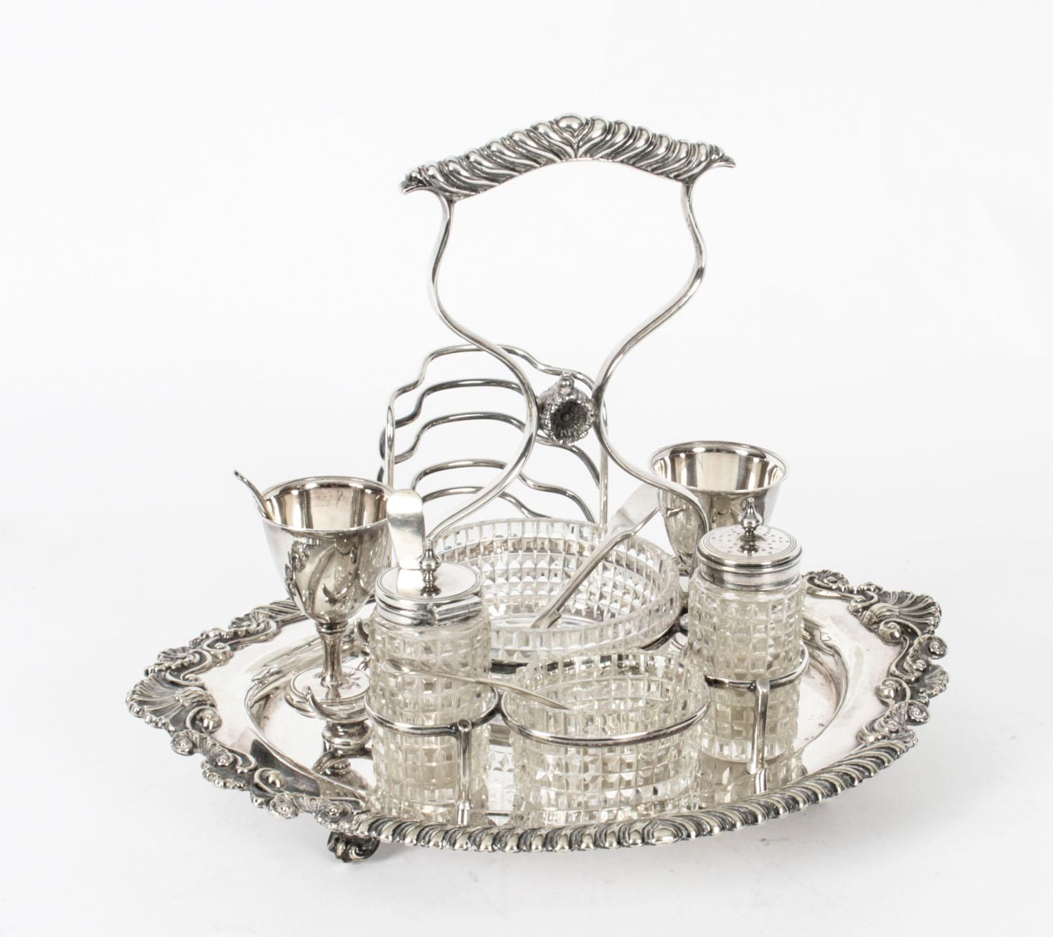 Antique Victorian Silver Plated Breakfast Set Toast Rack, 19th Century 10