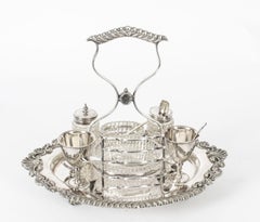 Antique Victorian Silver Plated Breakfast Set Toast Rack, 19th Century