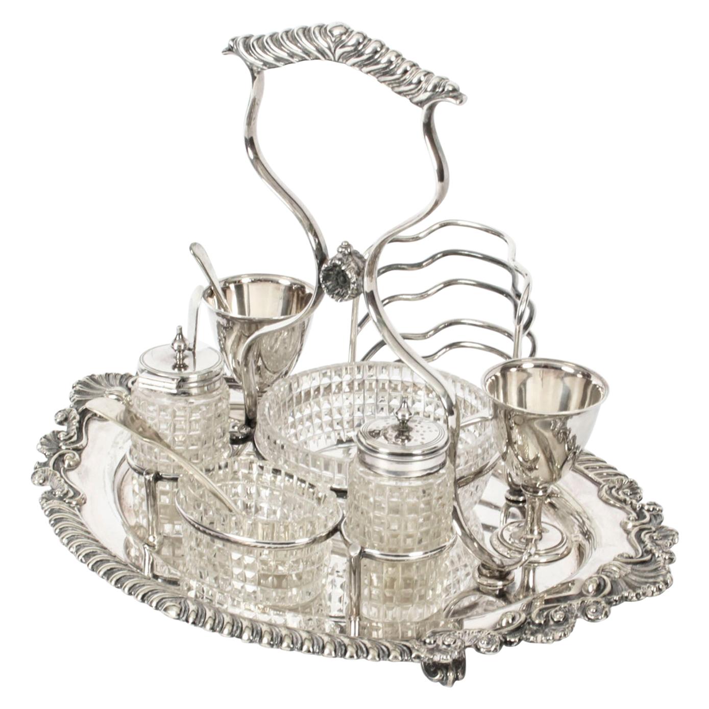 Antique Victorian Silver Plated Breakfast Set Toast Rack, 19th Century