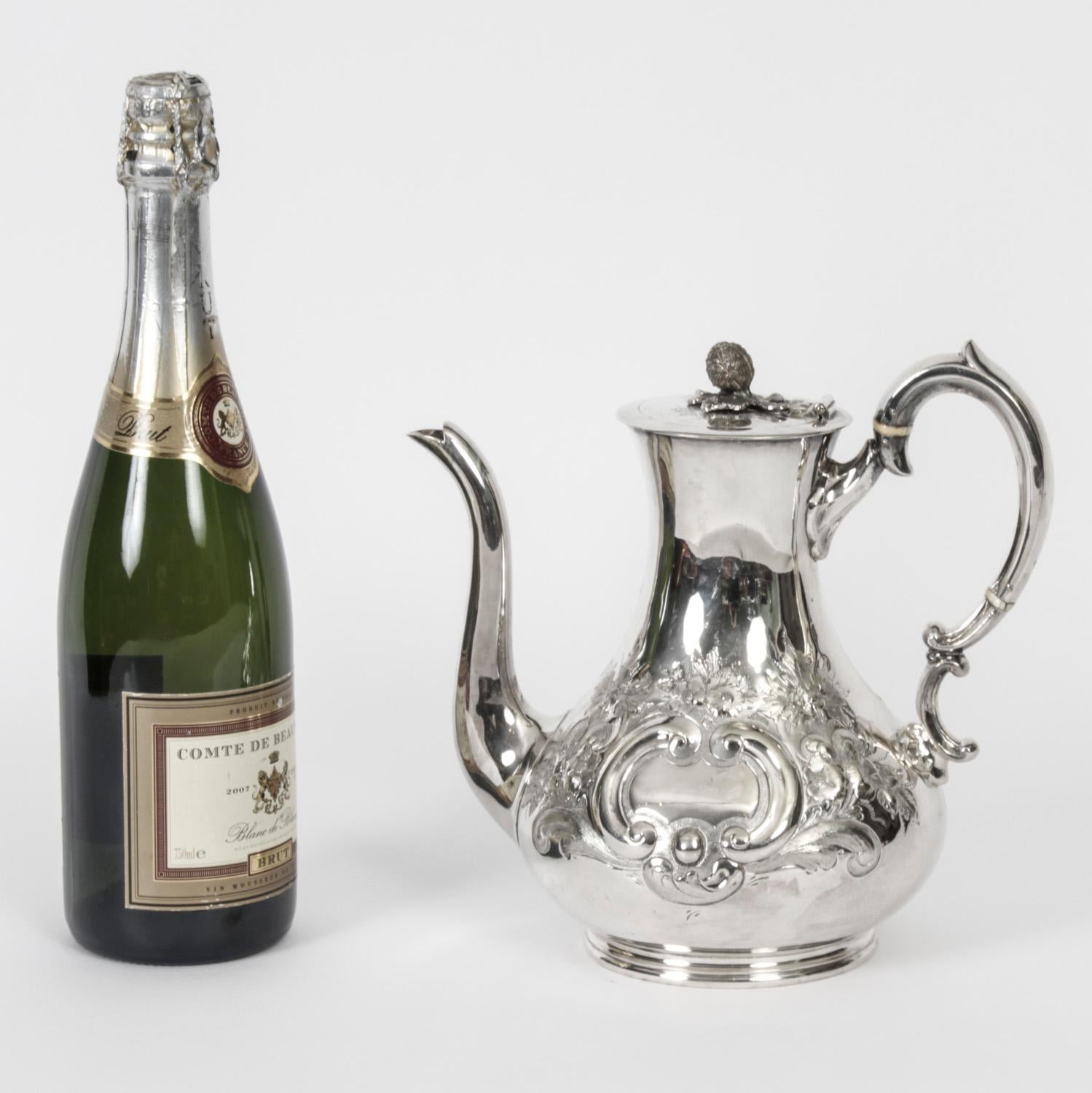 Ancienne cafetière victorienne en métal argenté Boardman Glossop & Co, 19ème siècle en vente 5
