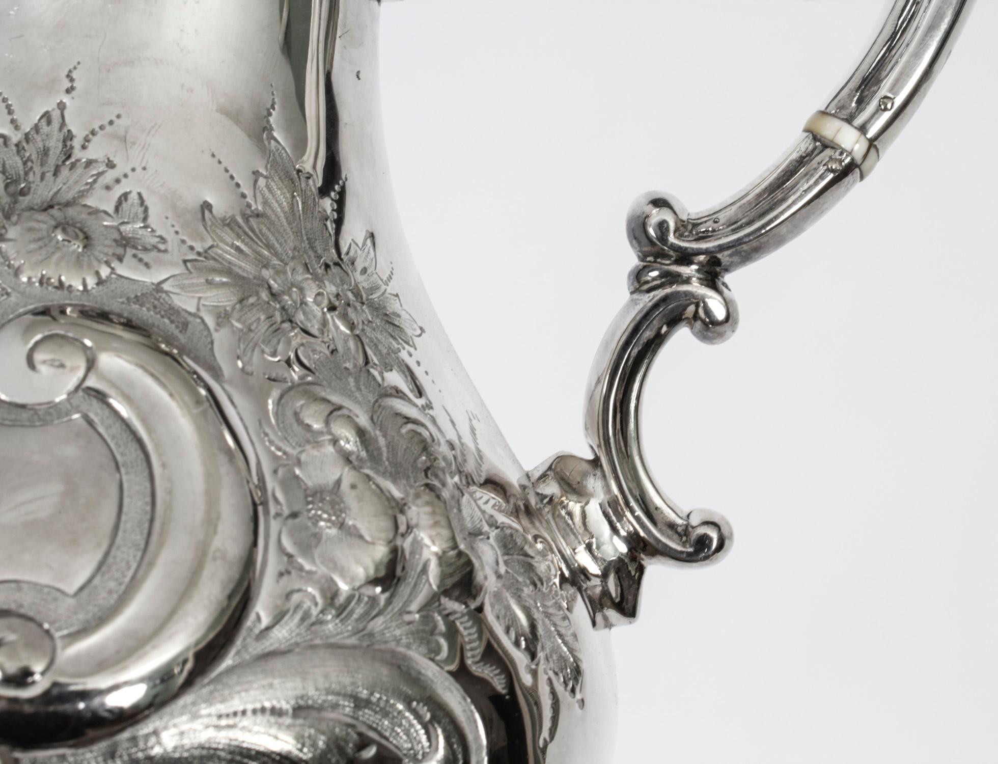 Antique Victorian Silver Plated Coffee Pot Boardman Glossop & Co, 19th Century In Good Condition For Sale In London, GB