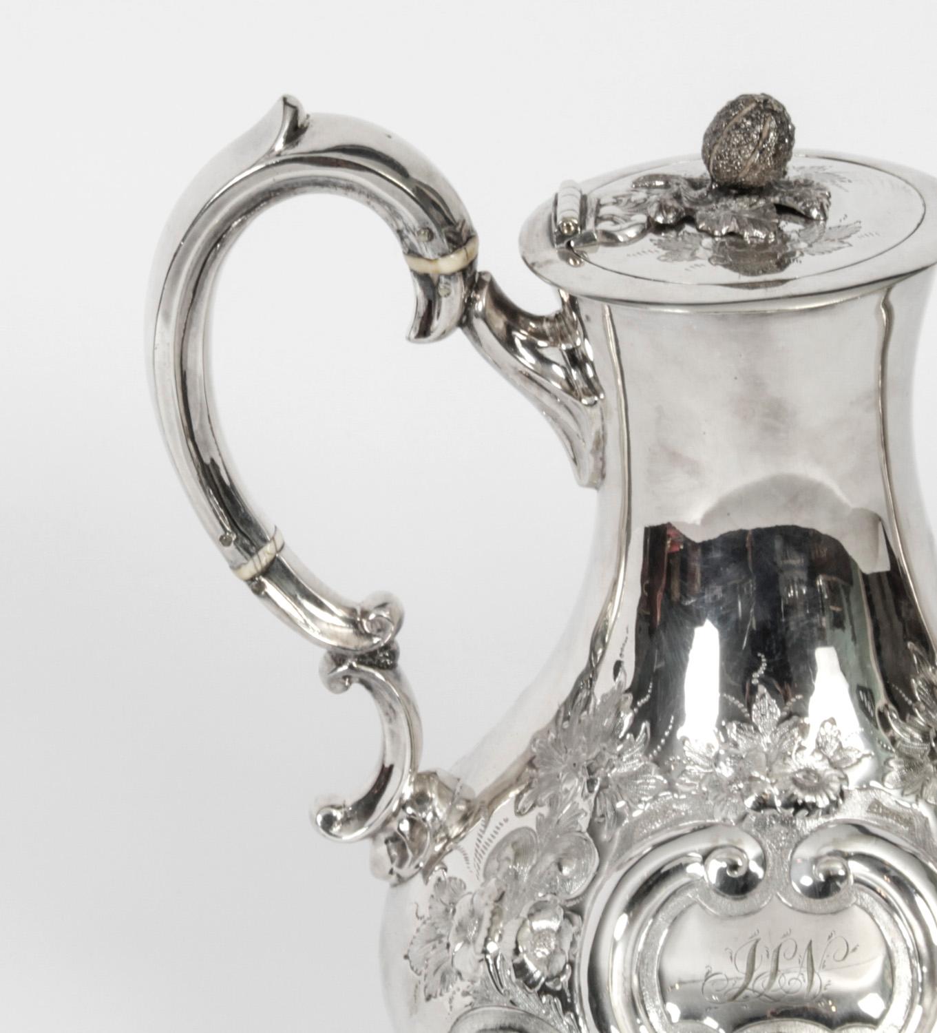 Antique Victorian Silver Plated Coffee Pot Boardman Glossop & Co, 19th Century For Sale 1