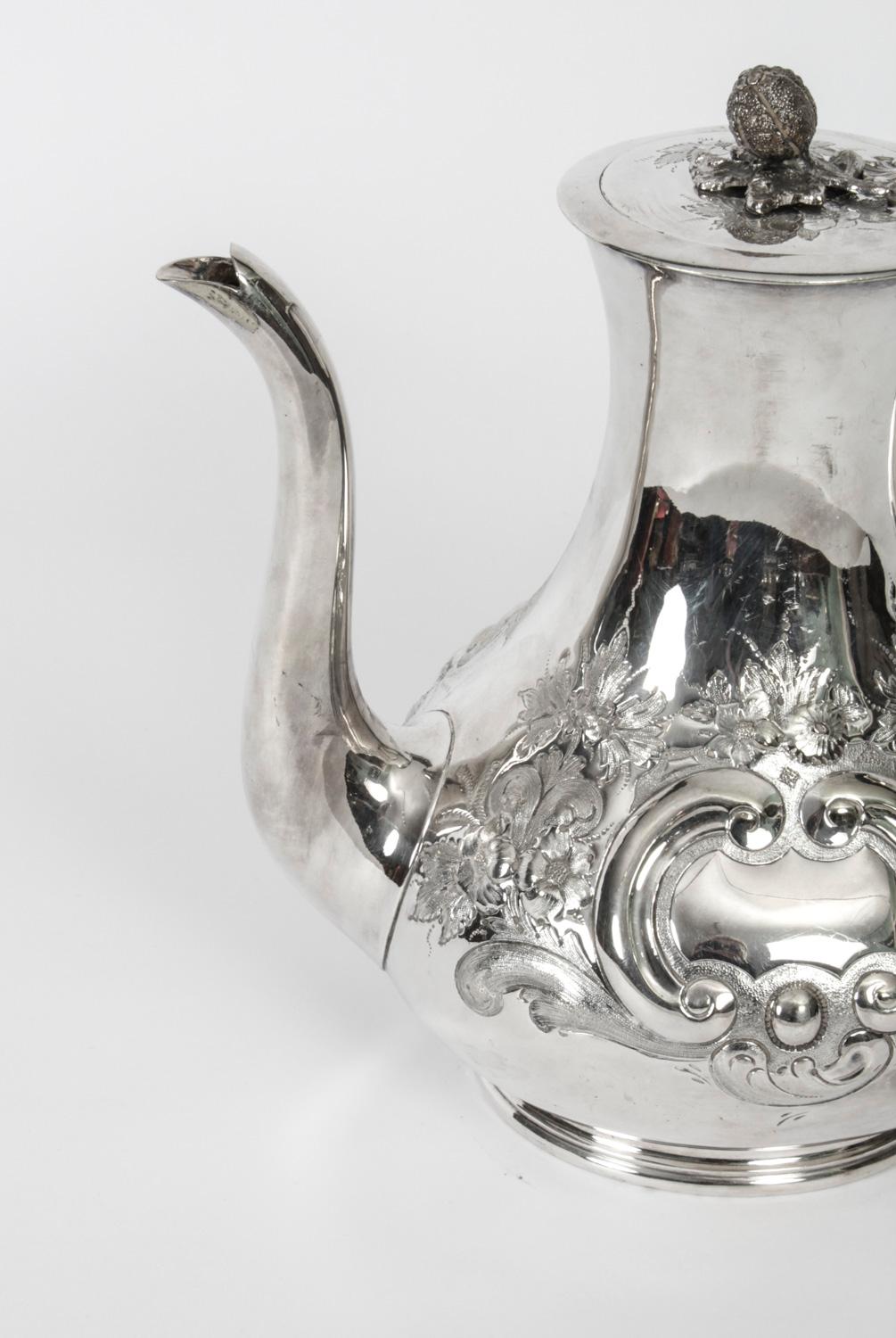 Antique Victorian Silver Plated Coffee Pot Boardman Glossop & Co, 19th Century For Sale 2