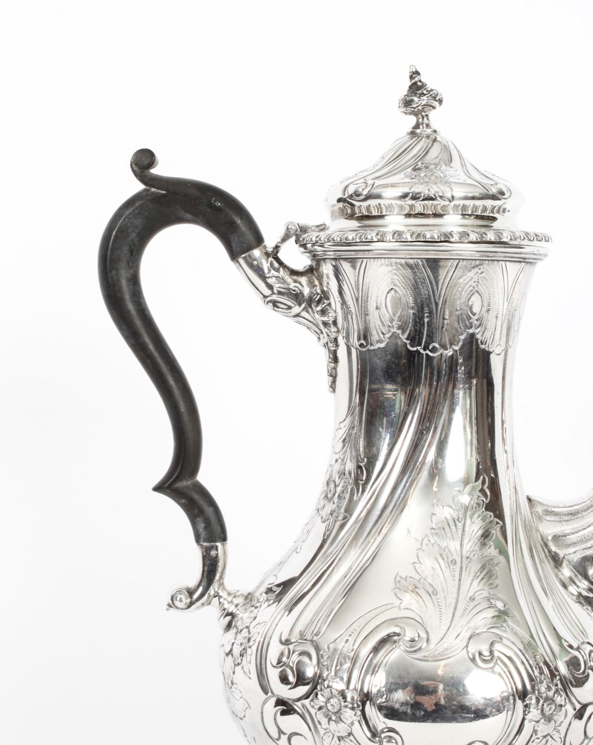 English Antique Victorian Silver Plated Coffee Pot Elkington & Co 19th C