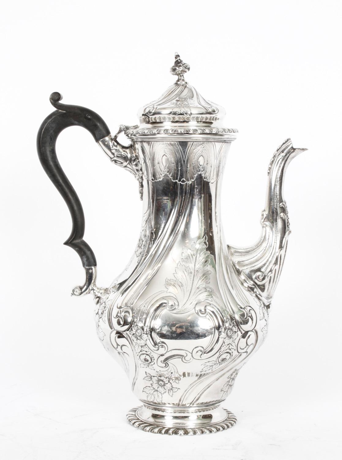Antique Victorian Silver Plated Coffee Pot Elkington & Co 19th C In Good Condition In London, GB