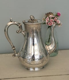 Antica caffettiera vittoriana placcata in argento, pentola per l'acqua calda, Mappin Brothers