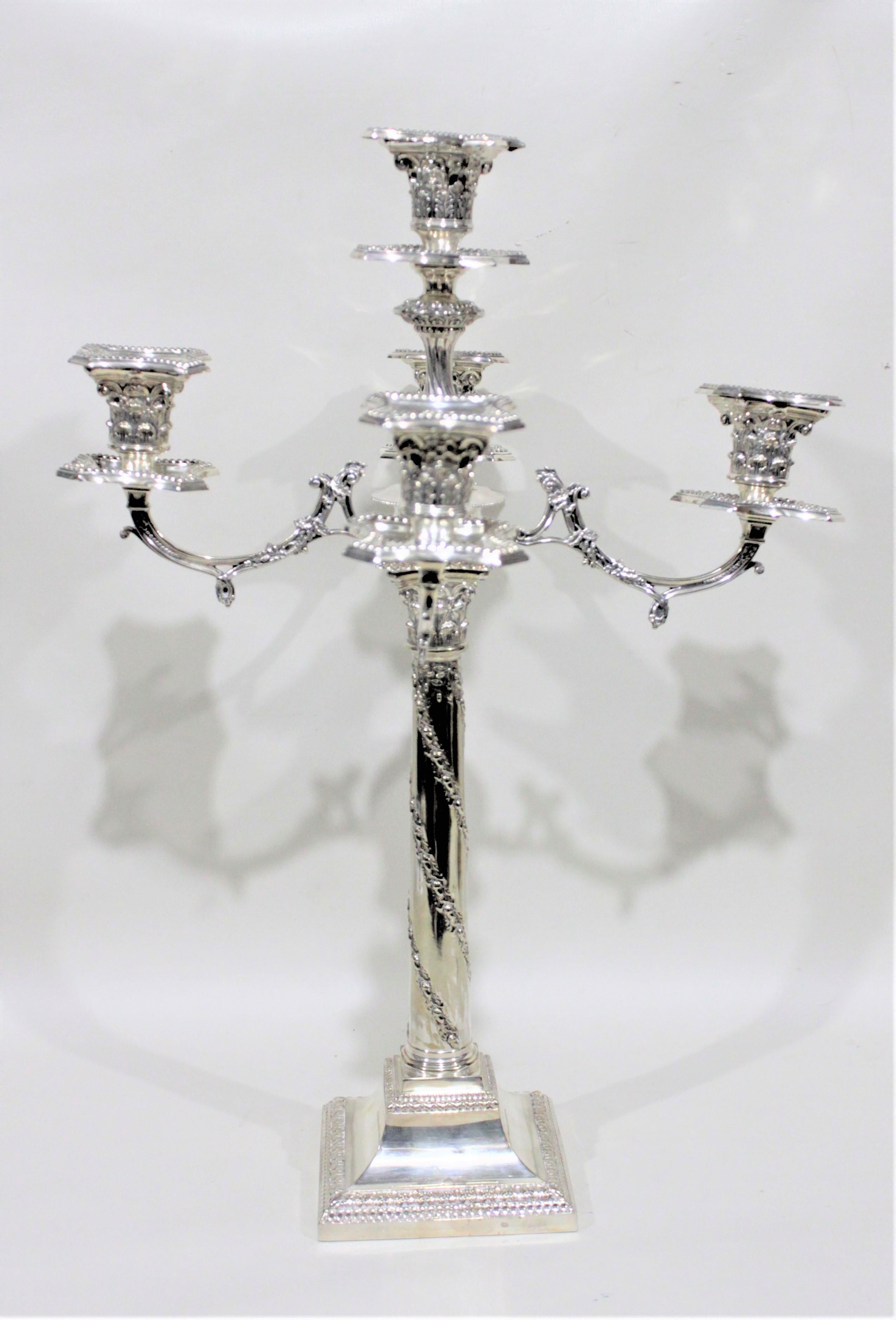 Cast Antique Victorian Silver Plated Convertible Candelabra For Sale