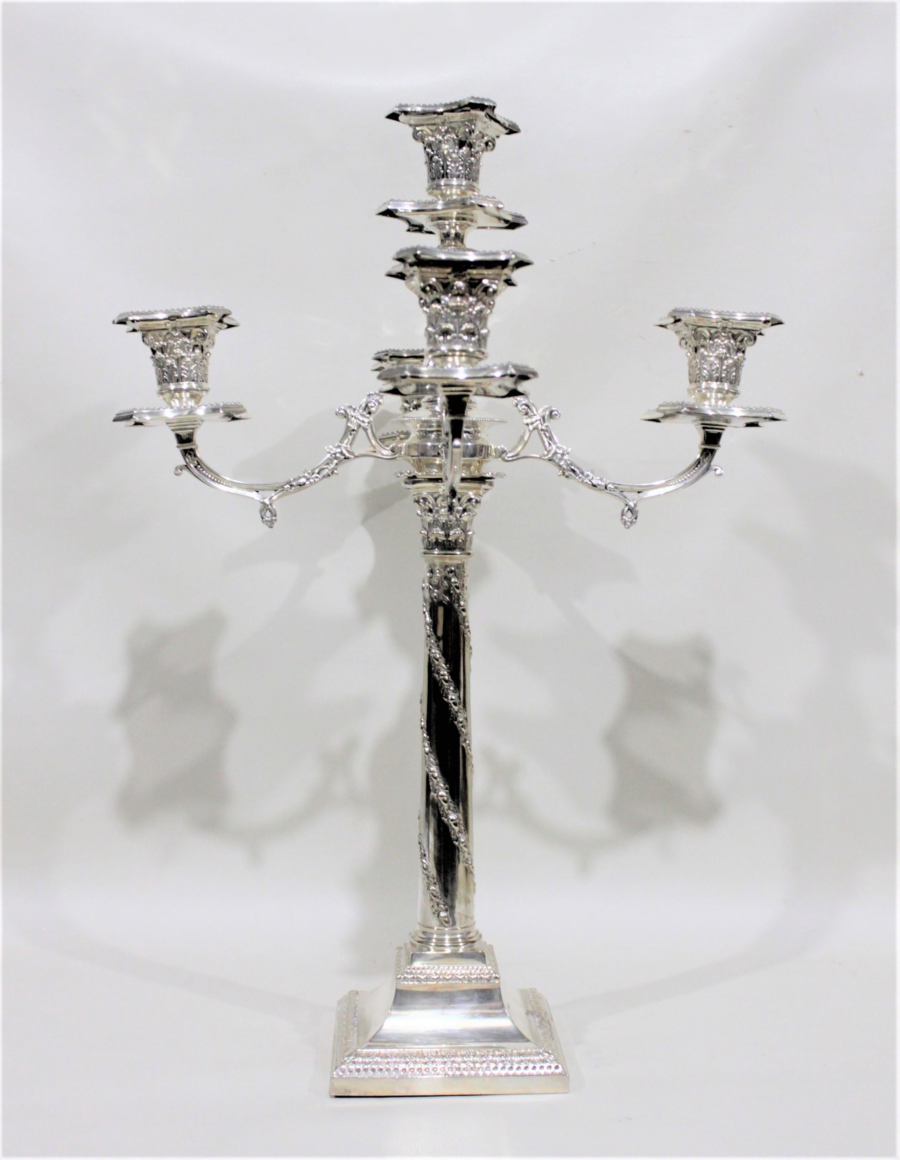 19th Century Antique Victorian Silver Plated Convertible Candelabra For Sale