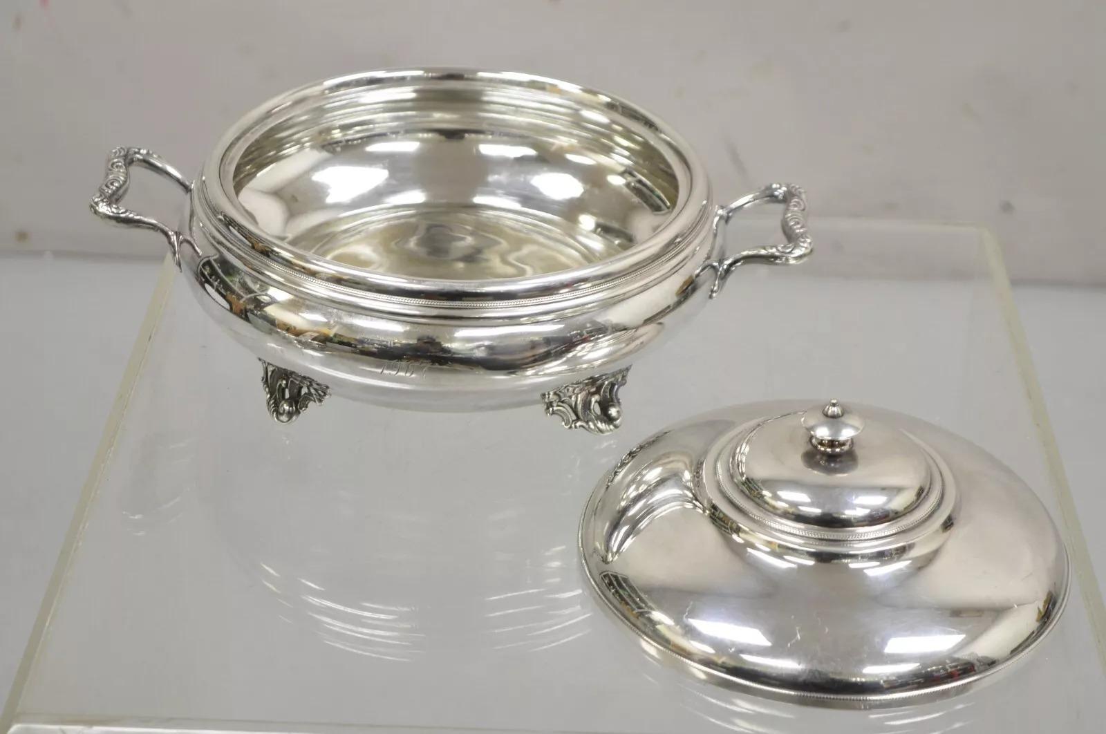 Plaqué argent Soupière à couvercle en métal argenté de l'époque victorienne « 1907 » de Rockford en vente