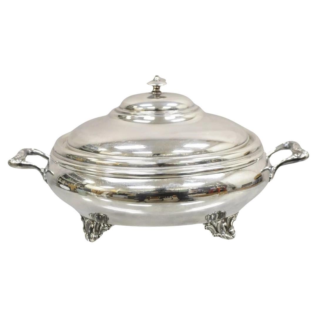 Antiguo Plato Sopera Victoriano con Cubierta de Plata "1907" de Rockford