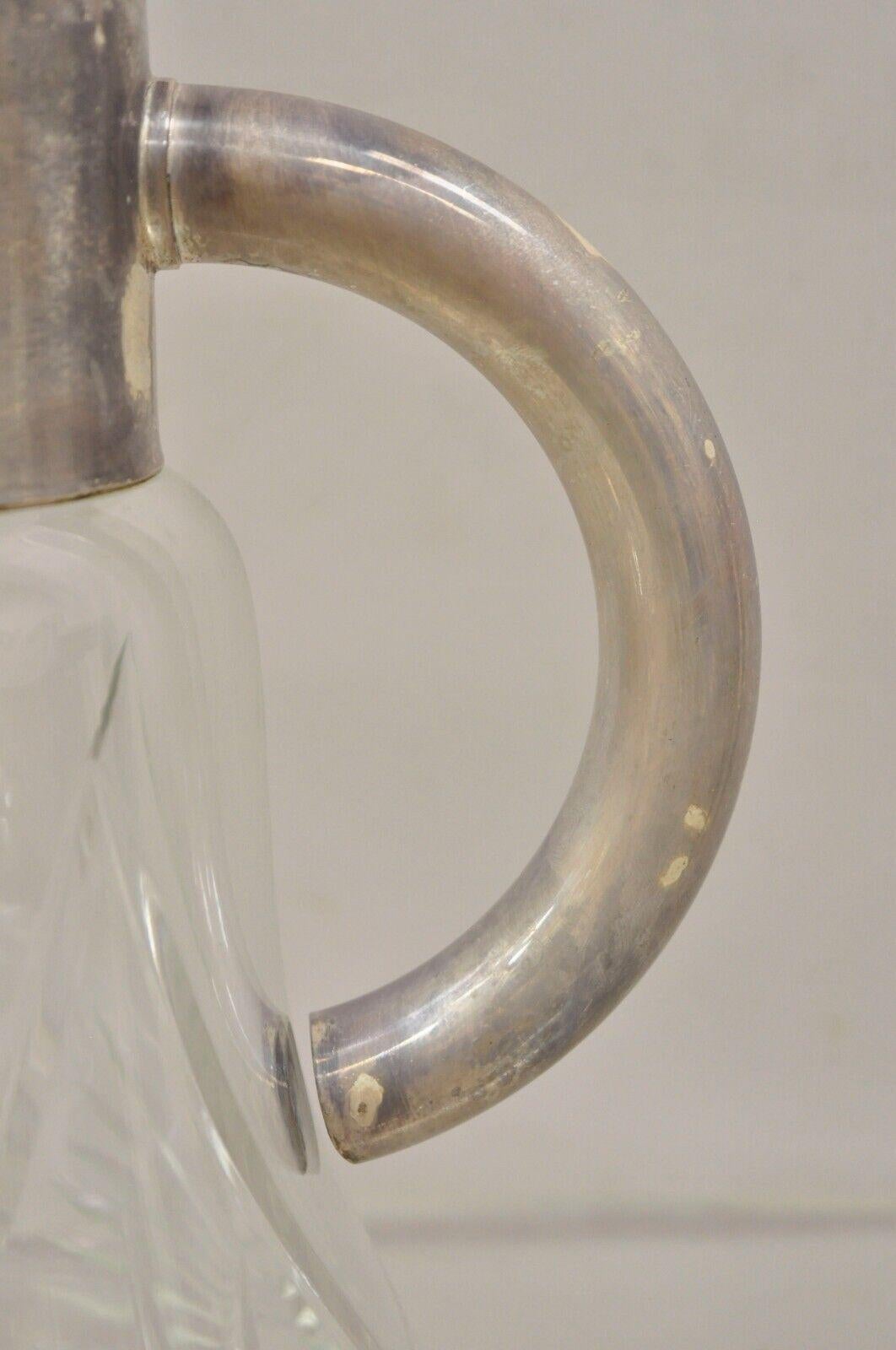 Antigua jarra de agua de limonada victoriana de cristal tallado plateado Chapado en plata en venta