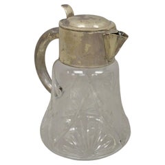Retro Victorian Silver Plated Cut Crystal Glass Lemonade Water Pitcher