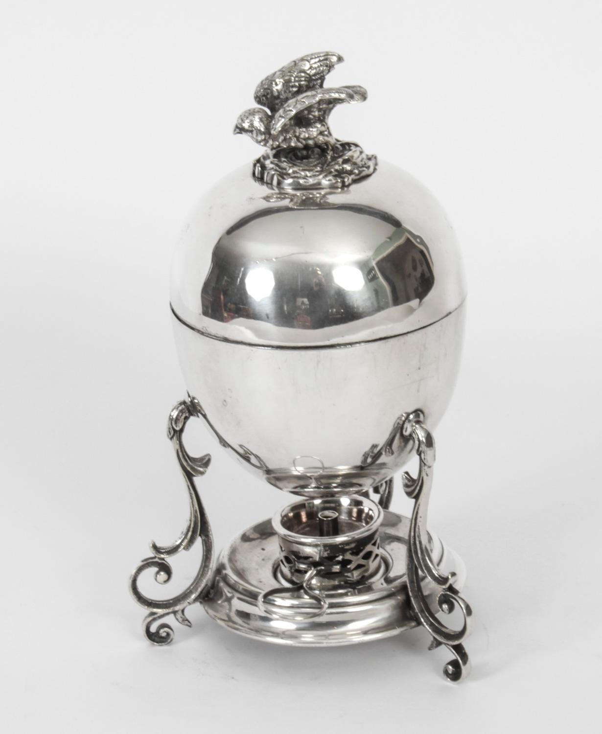 Antique Victorian Silver Plated Egg Coddler / Boiler, 19th Century 7