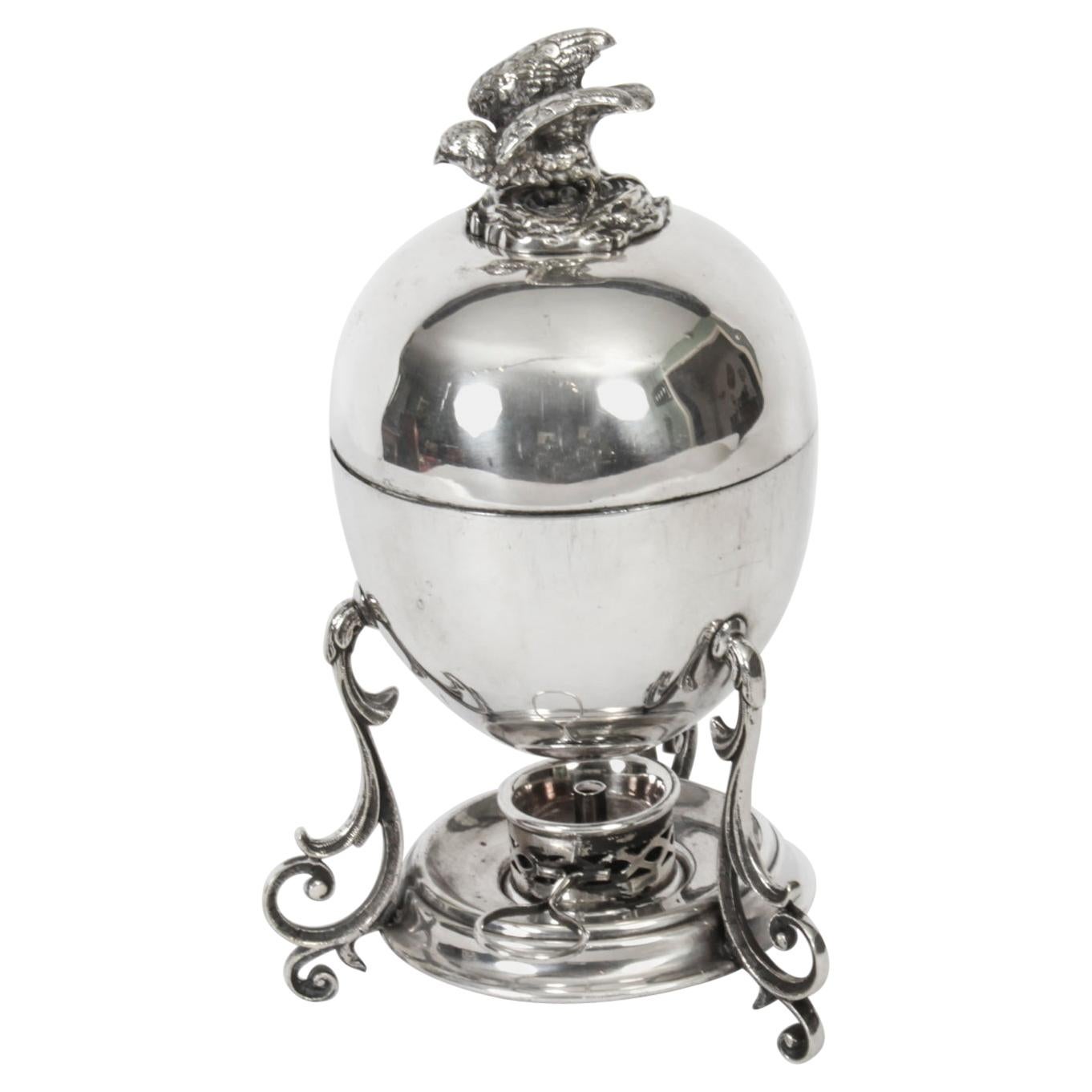Antique Victorian Silver Plated Egg Coddler / Boiler, 19th Century