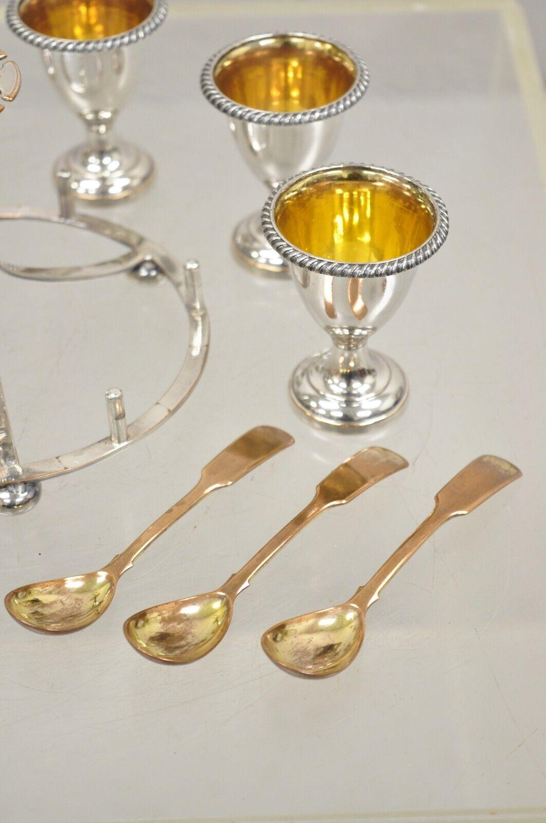 Antique Victorian Silver Plated Egg Server with Spoon Set - Serving for 6 For Sale 4