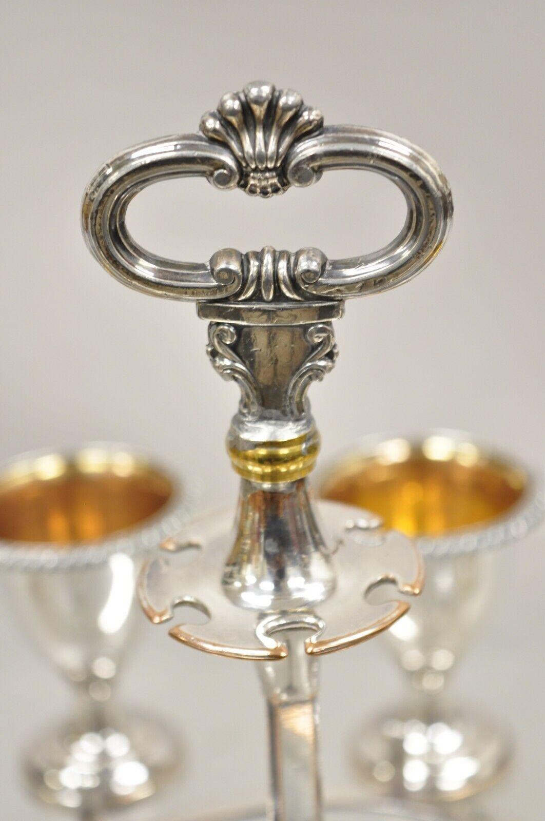 Antique Victorian Silver Plated Egg Server with Spoon Set - Serving for 6 For Sale 5