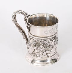 Antiker viktorianischer, versilberter Becher mit Prägungen und Gravuren, G. R. Colli, um 1835