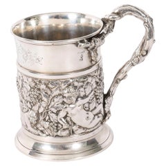 Antiker viktorianischer, versilberter Becher mit Prägungen und Gravuren, G. R. Colli, um 1835
