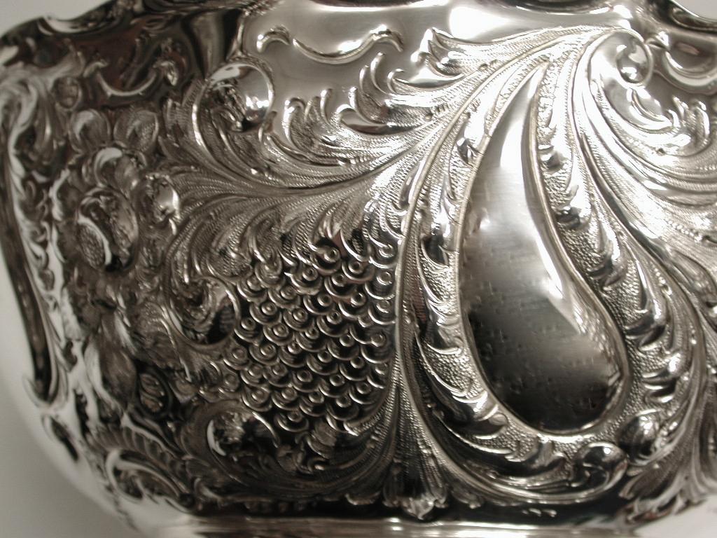 Antique Victorian Silver Plated Embossed Rose Bowl Dated circa 1890 Henry Atkins In Good Condition In London, GB