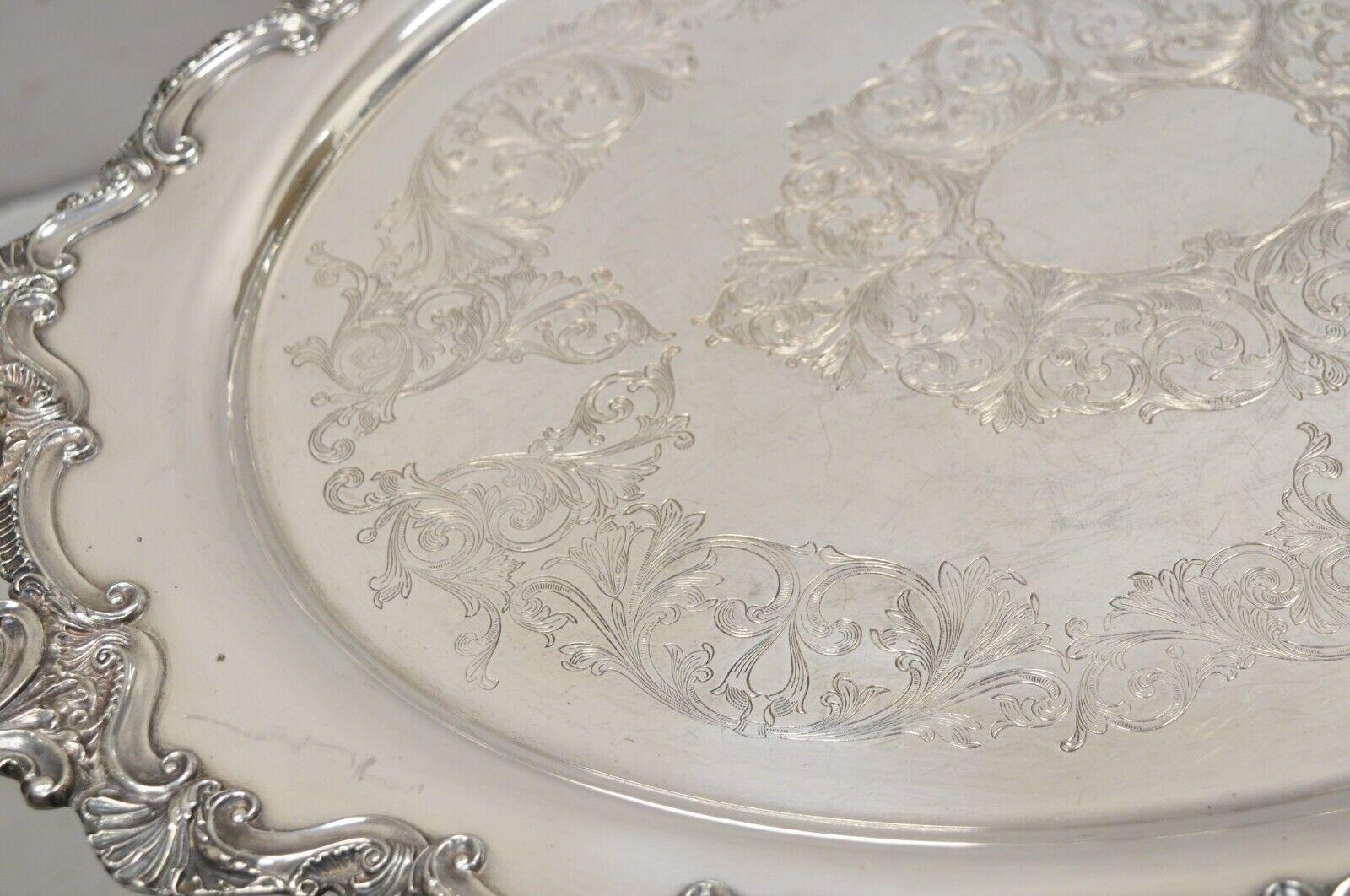 Antique Victorian Silver Plated English Large Oval Fancy Serving Platter Tray For Sale 4