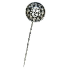 Antique Victorian Silver Plated Face Stick Pin