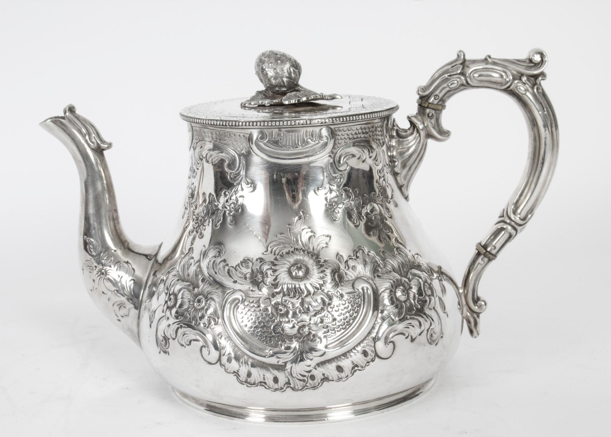 Antique Victorian Silver Plated Four Piece Tea & Coffee Set 19th C In Good Condition In London, GB