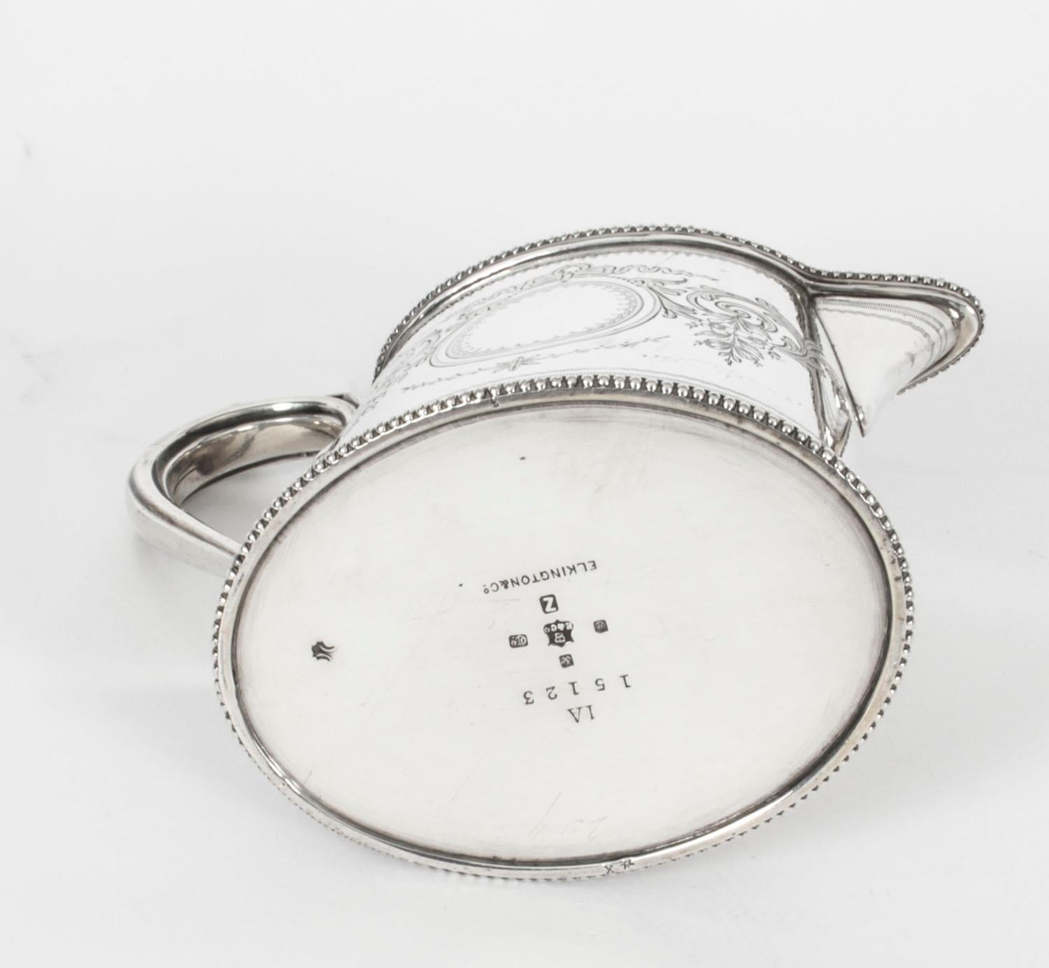 Antique Victorian Silver Plated Four Piece Tea & Coffee Set Elkington, 19th C 7