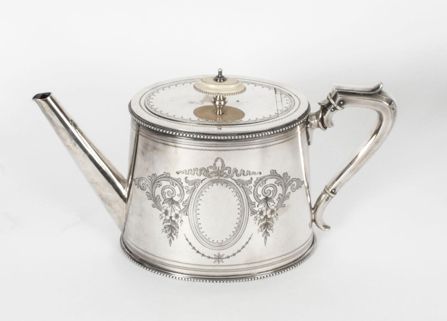 Antique Victorian Silver Plated Four Piece Tea & Coffee Set Elkington, 19th C 10
