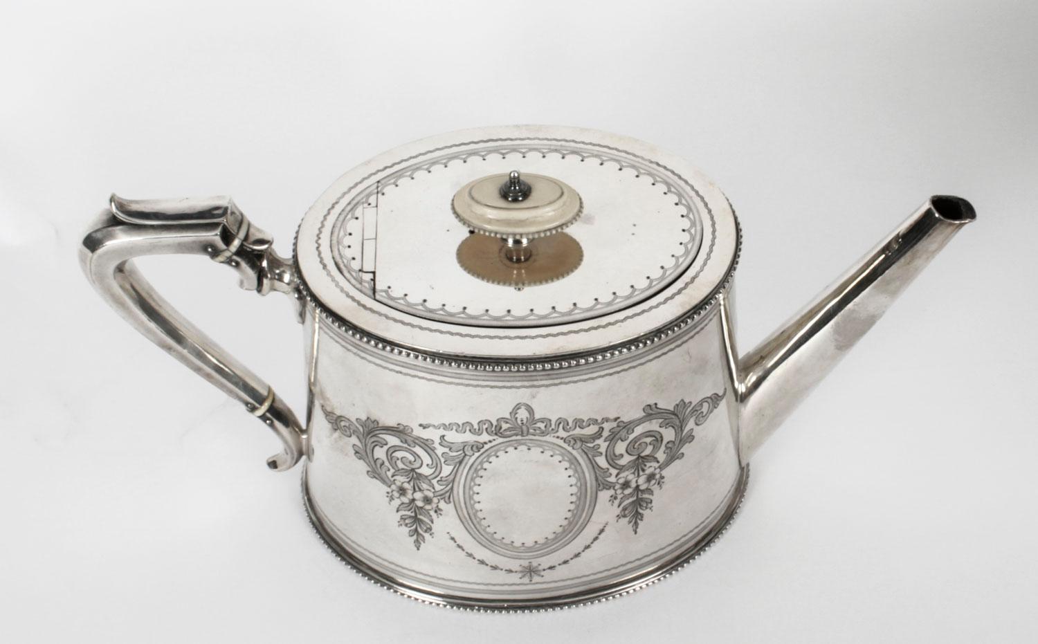 Antique Victorian Silver Plated Four Piece Tea & Coffee Set Elkington, 19th C 11