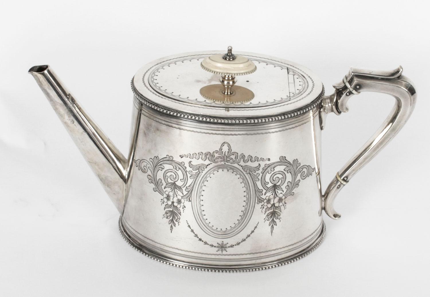 Mid-19th Century Antique Victorian Silver Plated Four Piece Tea & Coffee Set Elkington, 19th C