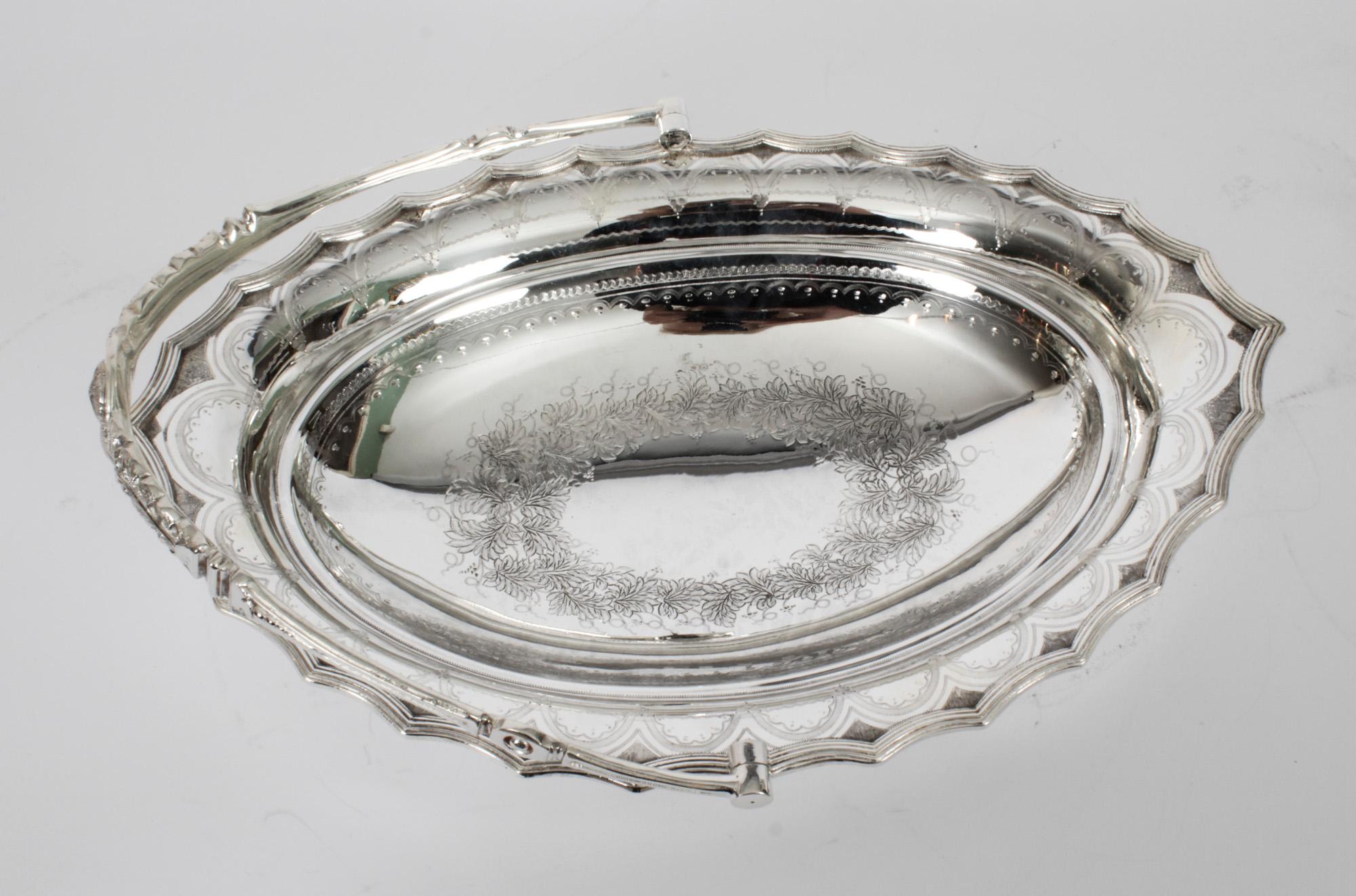 English Antique Victorian Silver Plated Fruit Basket 19th Century For Sale