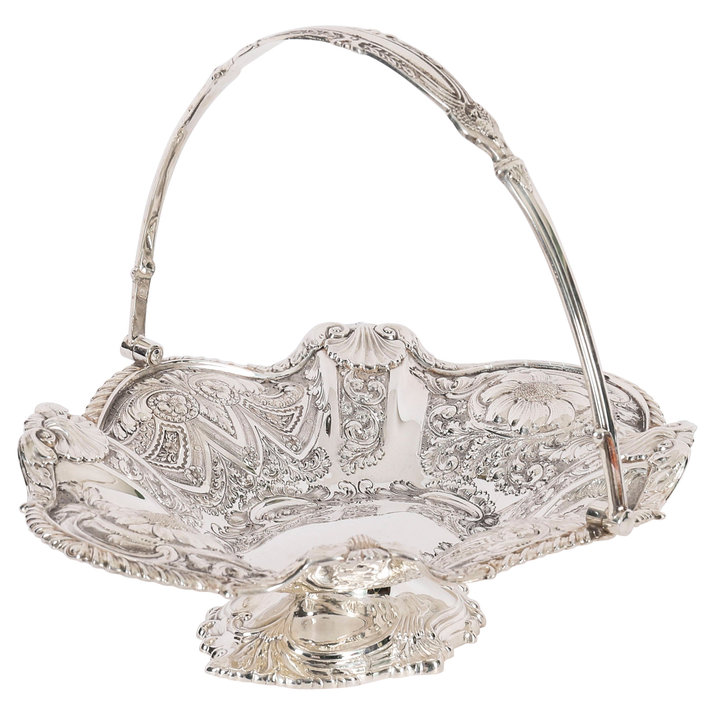 Antique Victorian Silver Plated Fruit Basket 19th Century