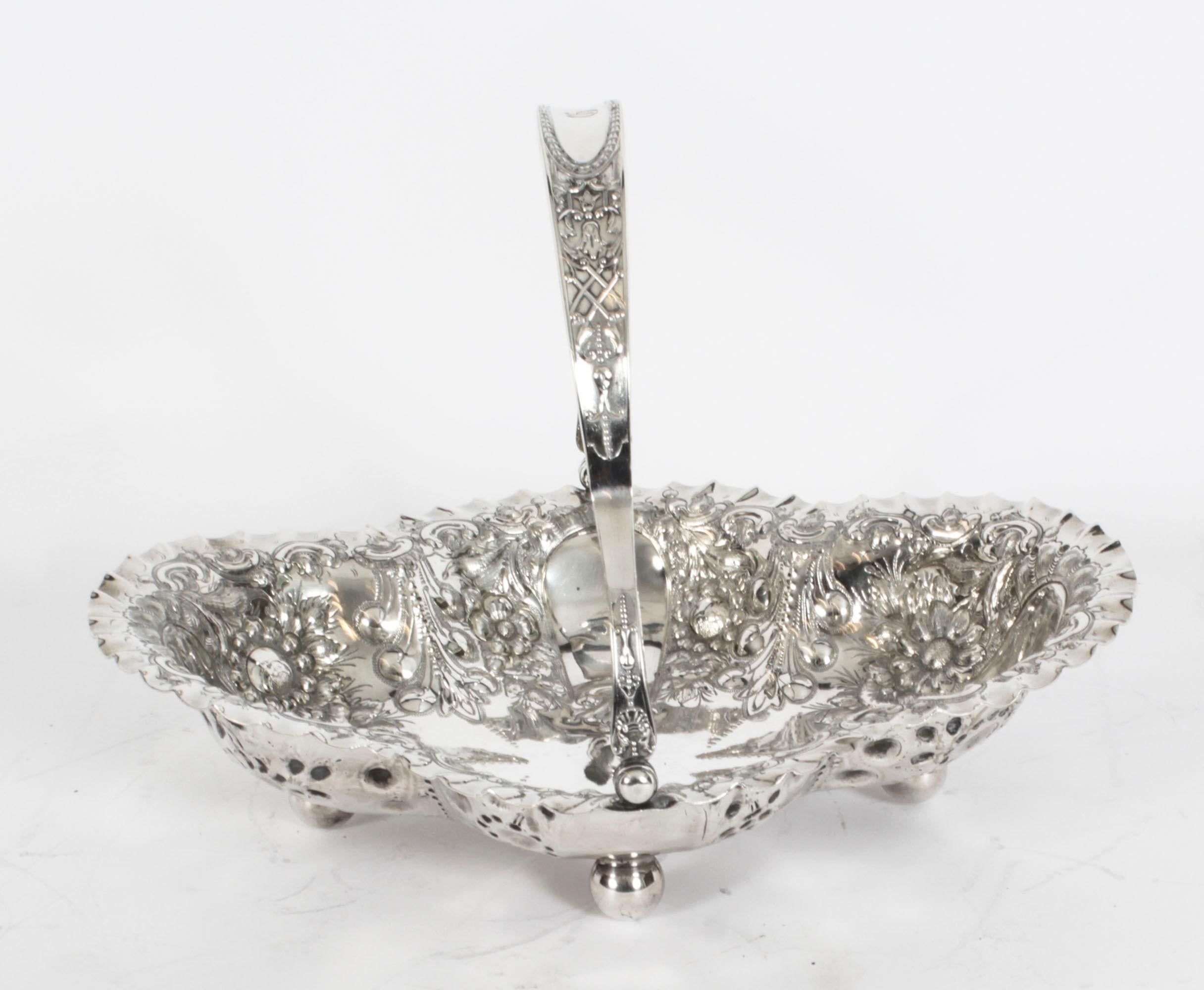 Antique Victorian Silver Plated Fruit Basket James Dixon 19th Century For Sale 11