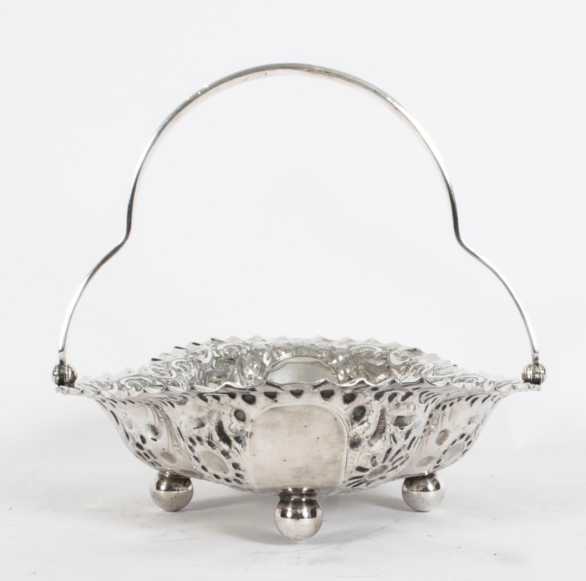 Antique Victorian Silver Plated Fruit Basket James Dixon 19th Century For Sale 3
