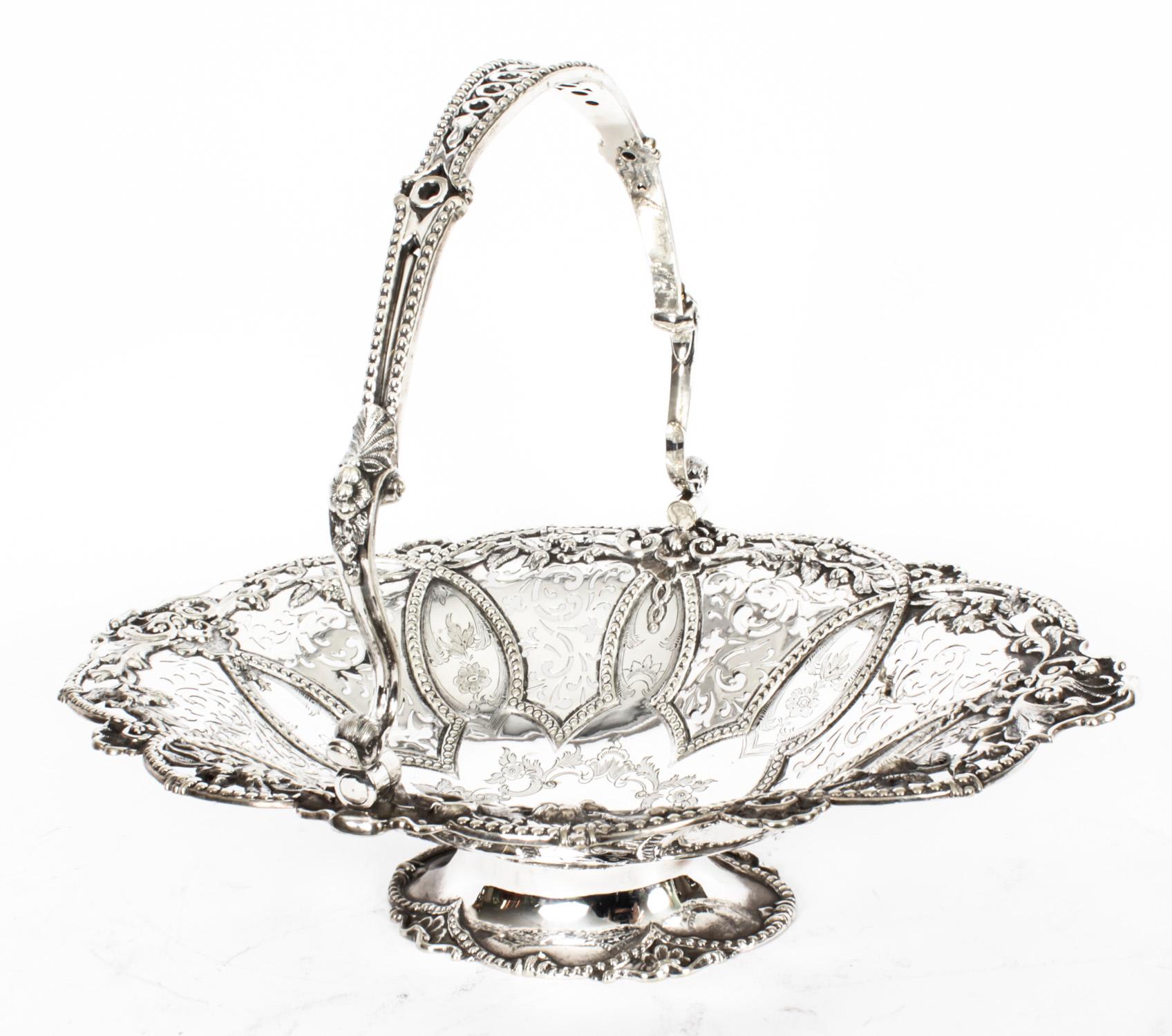 This is a stunning antique English Victorian silver plated fruit or bread basket with fabulous embossed and engraved decoration, circa 1860 in date.

Add an elegant touch to your next dining experience.
 
Condition:
In excellent condition, please