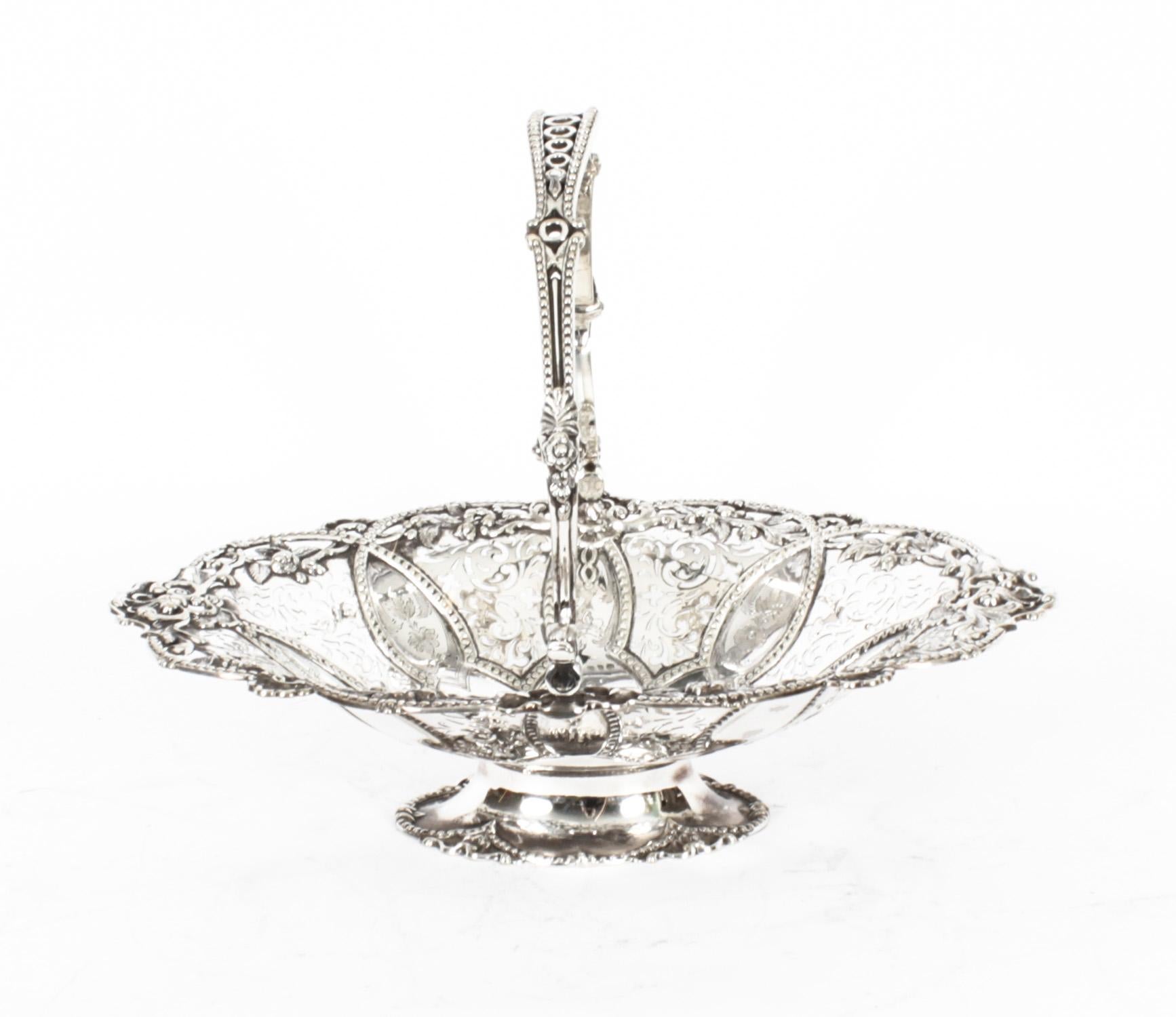 Mid-19th Century Antique Victorian Silver Plated Fruit Basket Martin Hall 19th Century