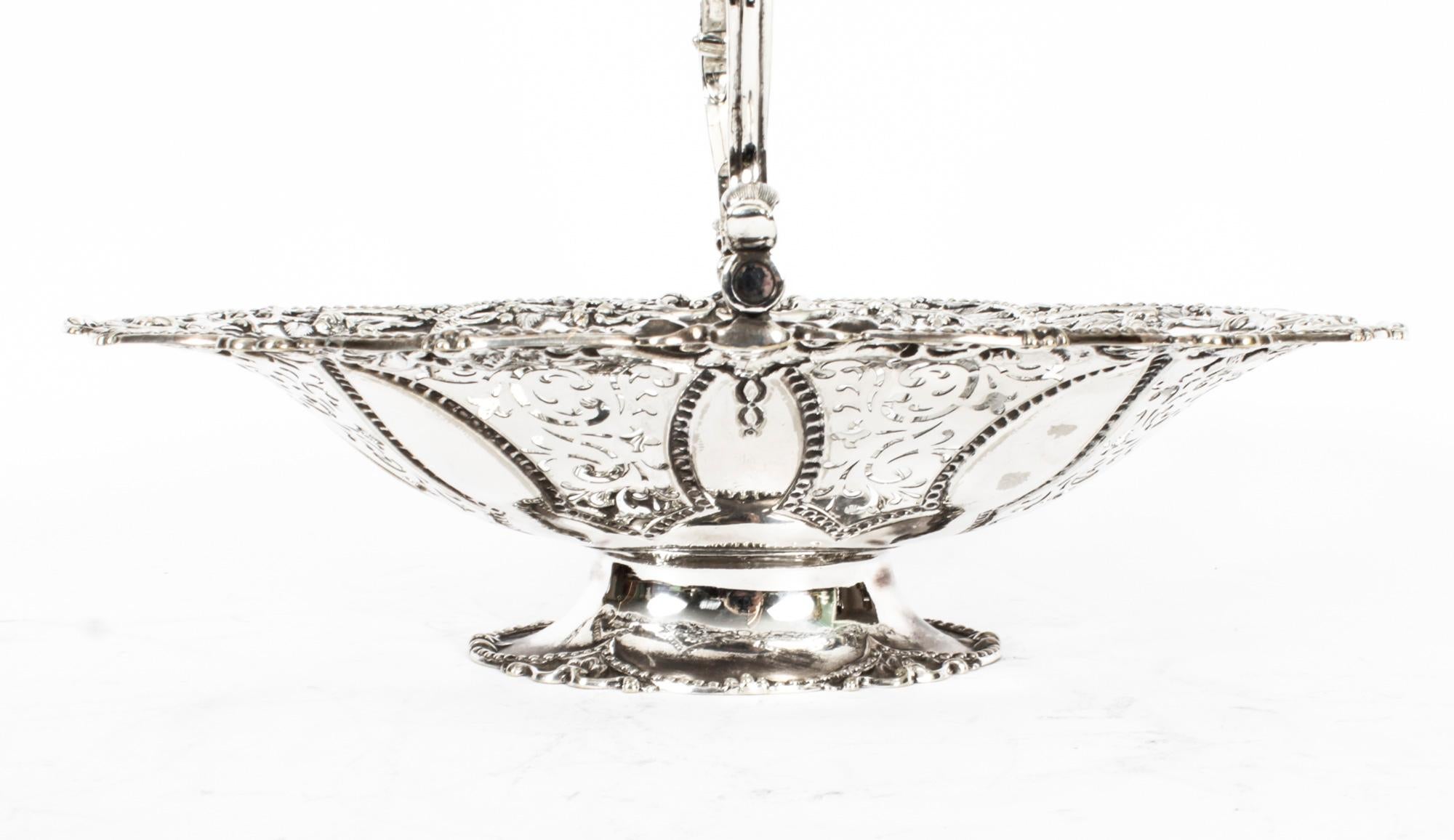 Antique Victorian Silver Plated Fruit Basket Martin Hall 19th Century 1