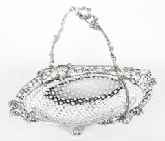 Corbeille à fruits antique victorienne en métal argenté Samuel Godbehere, 19ème siècle