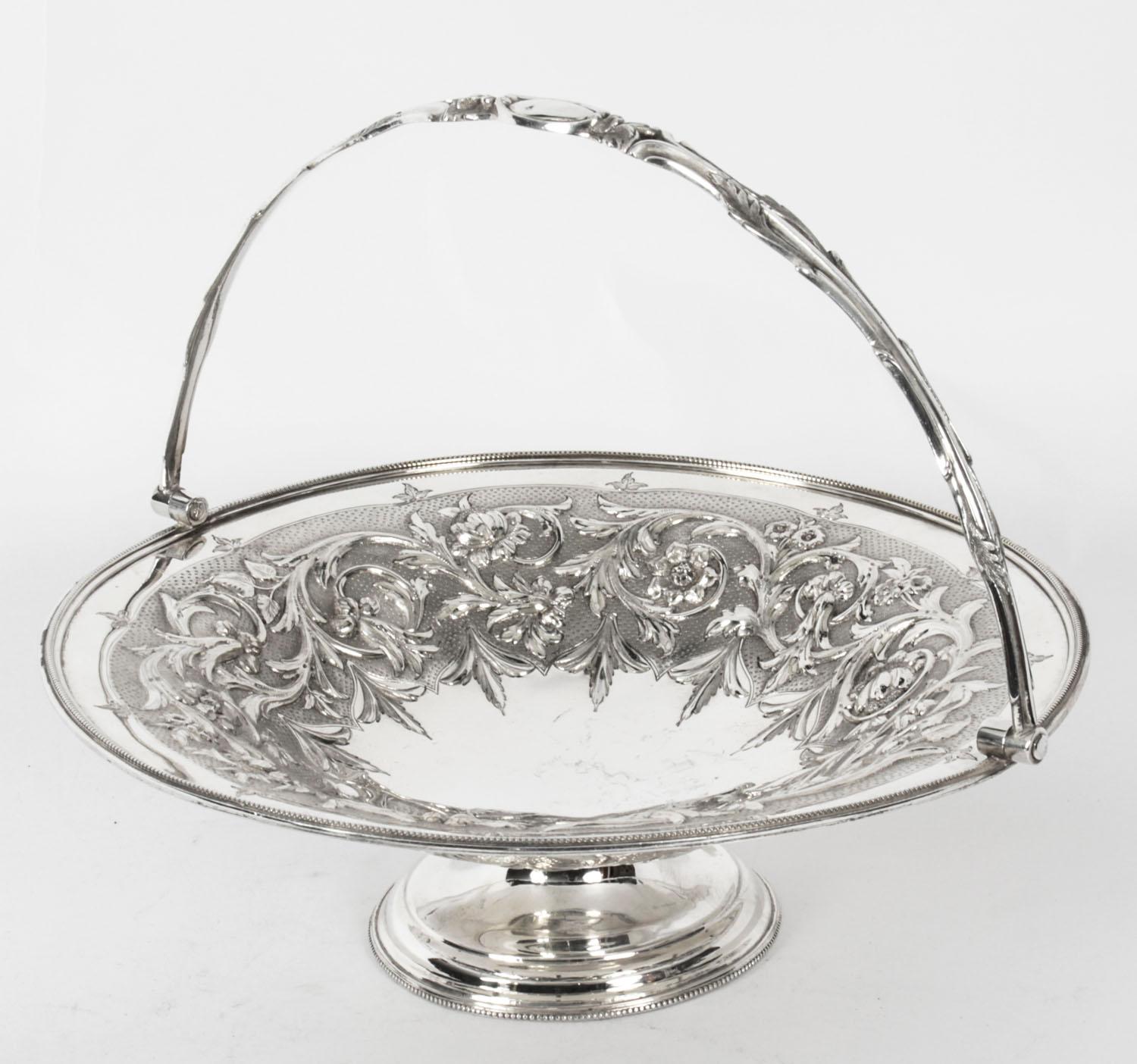 Antique Victorian Silver Plated Fruit Basket William Gallimore & Co, 19th C 1
