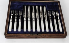 Antique Victorian Silver Plated Fruit Cutlery Set, 19th C