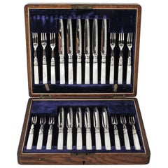 Antique Victorian Silver Plated Fruit Cutlery Set, 19th C