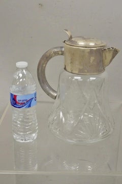 Antique Victorian Silver Plated German Cut Crystal Glass Lemonade Water Pitcher