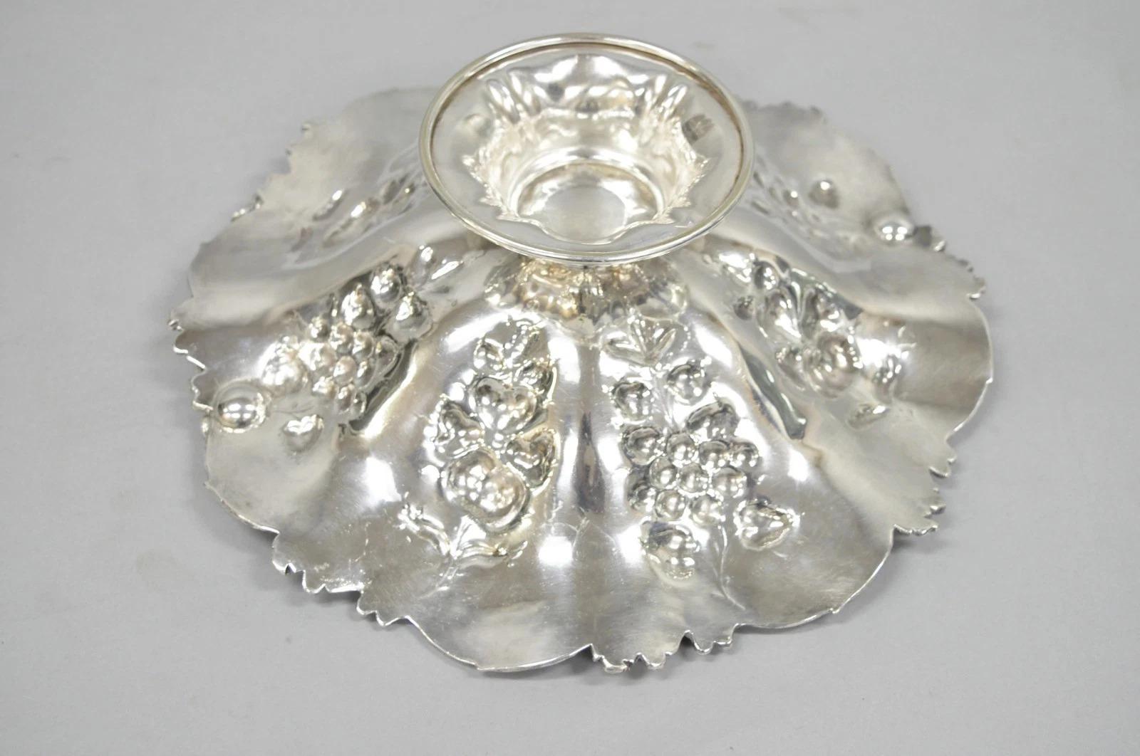 Antique Victorian Silver Plated Grapevine Repousse Dessert Basket Fruit Bowl For Sale 6
