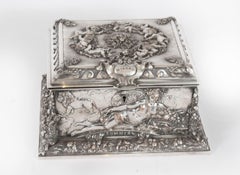 Antico cofanetto per gioielli vittoriano placcato in argento Walker & Hall XIX sec.