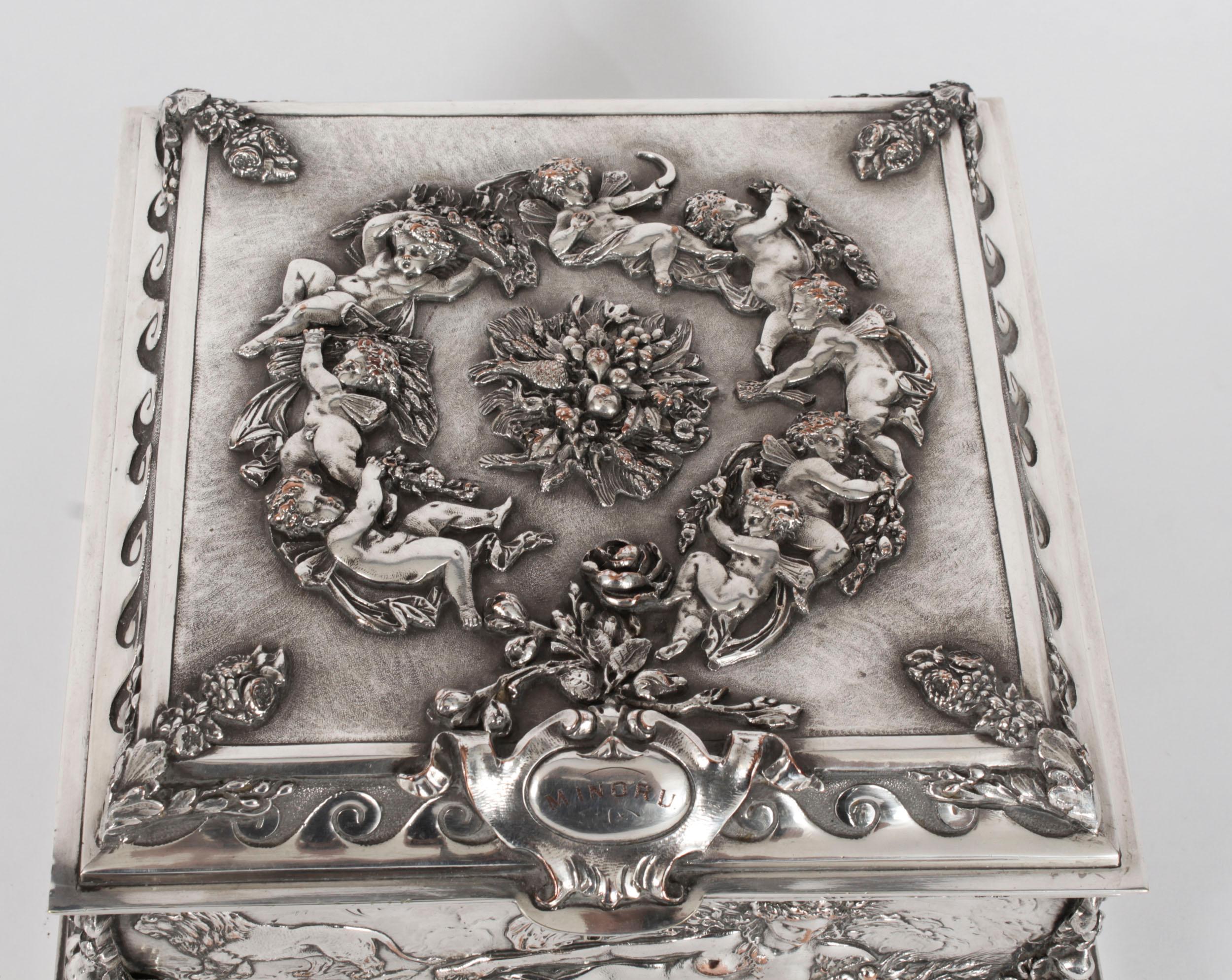 Mid-19th Century Antique Victorian Silver Plated Jewellery Casket Walker and Hall 19thC For Sale
